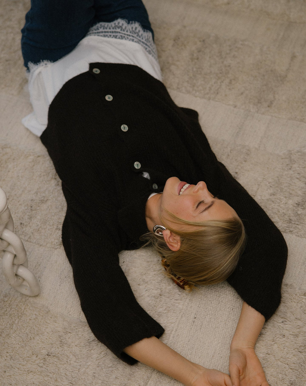 KNITTED POLO CARDIGAN DARK BROWN