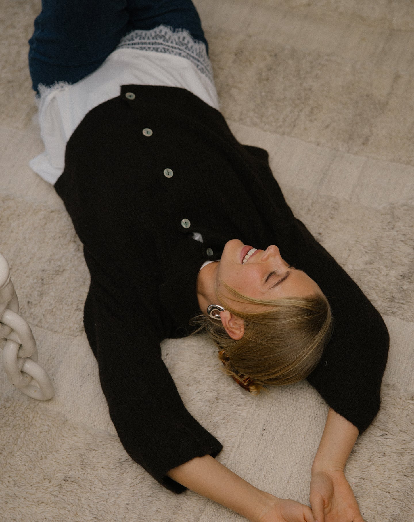 KNITTED POLO CARDIGAN DARK BROWN