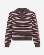 STRIPE KNITTED POLO PINK