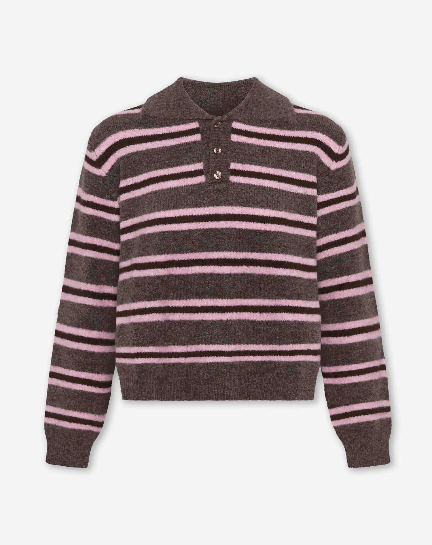 STRIPE KNITTED POLO PINK