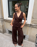 LINDE STRAIGHT LEG PANTS PETITE BROWN