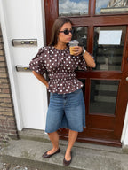 EVY DOT COTTON TOP BROWN