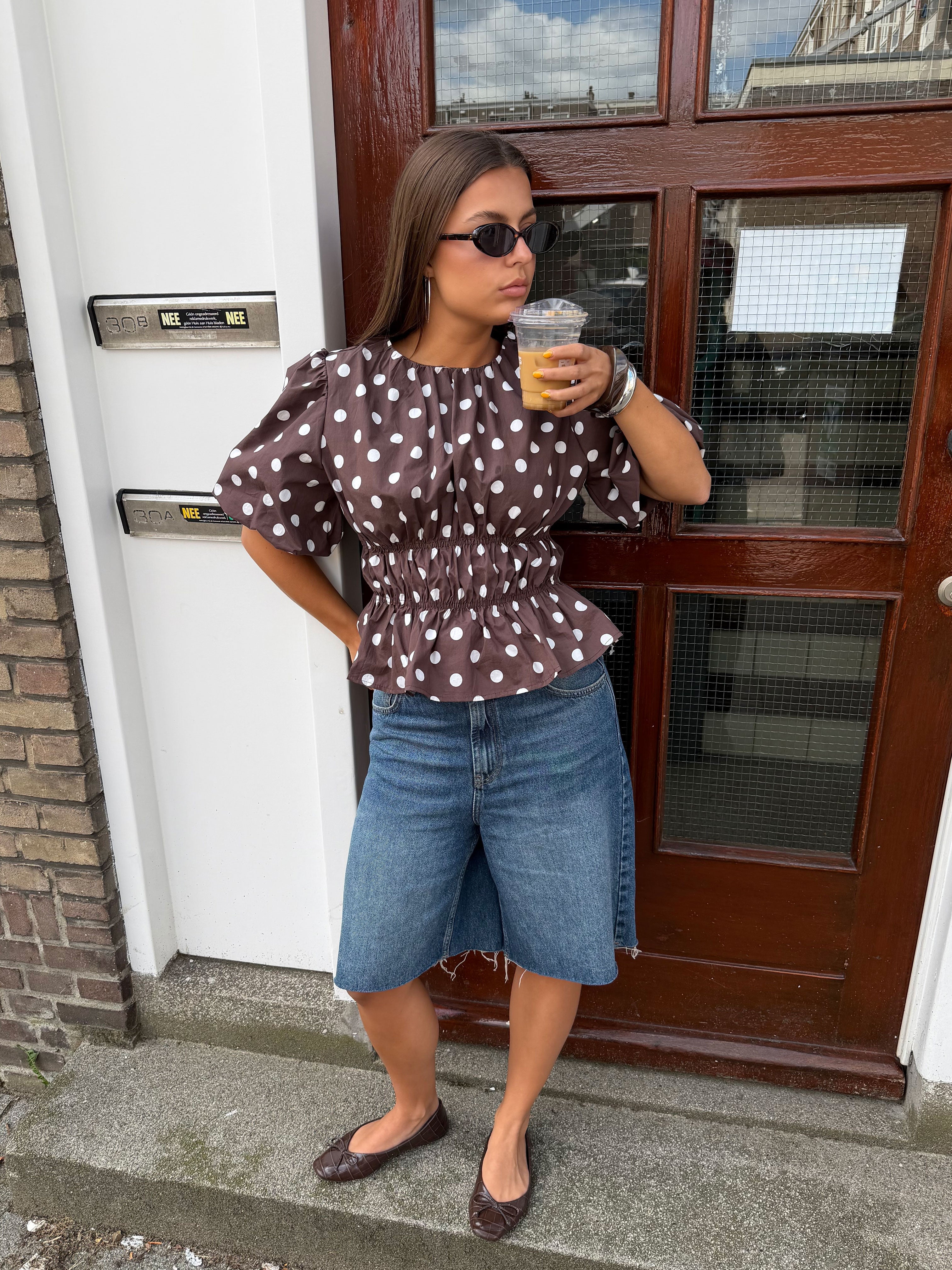 EVY DOT COTTON TOP BRUIN