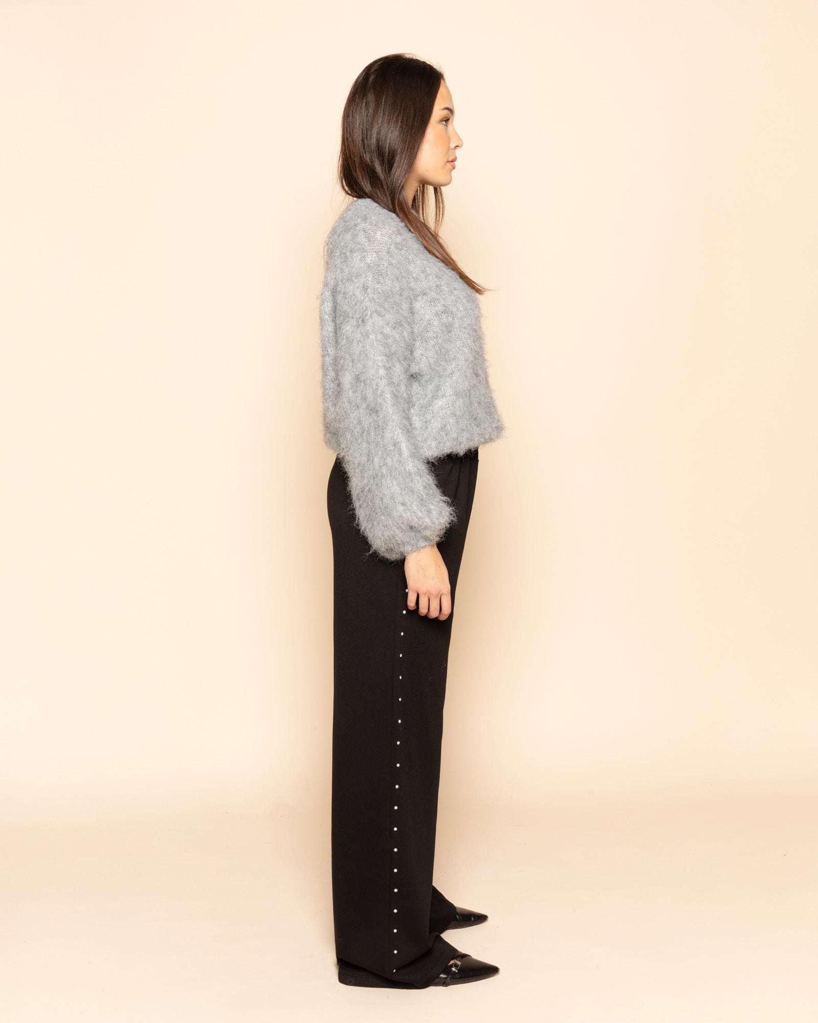 MAUDY STUDDED COMY PANTS PETITE BLACK