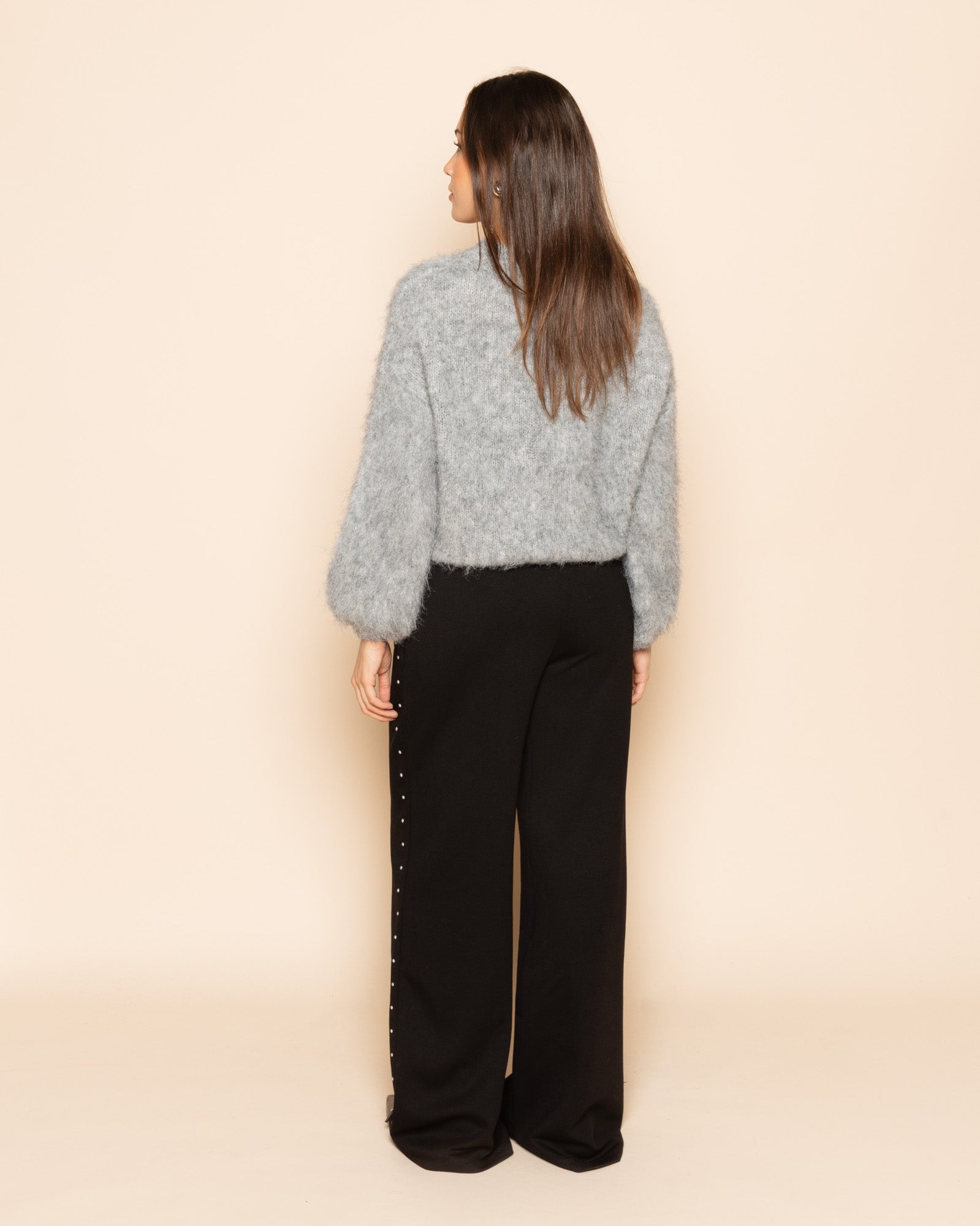 MAUDY STUDDED COMY PANTS PETITE BLACK