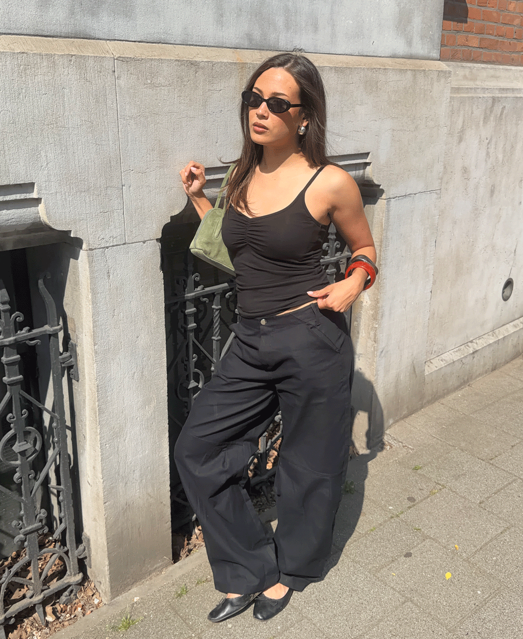 BARREL LEG PANTS PETITE BLACK