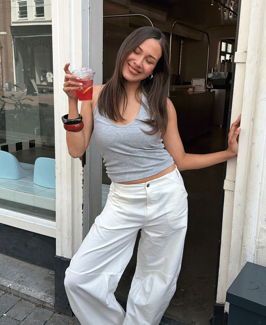 BARREL LEG PANTS PETITE WHITE
