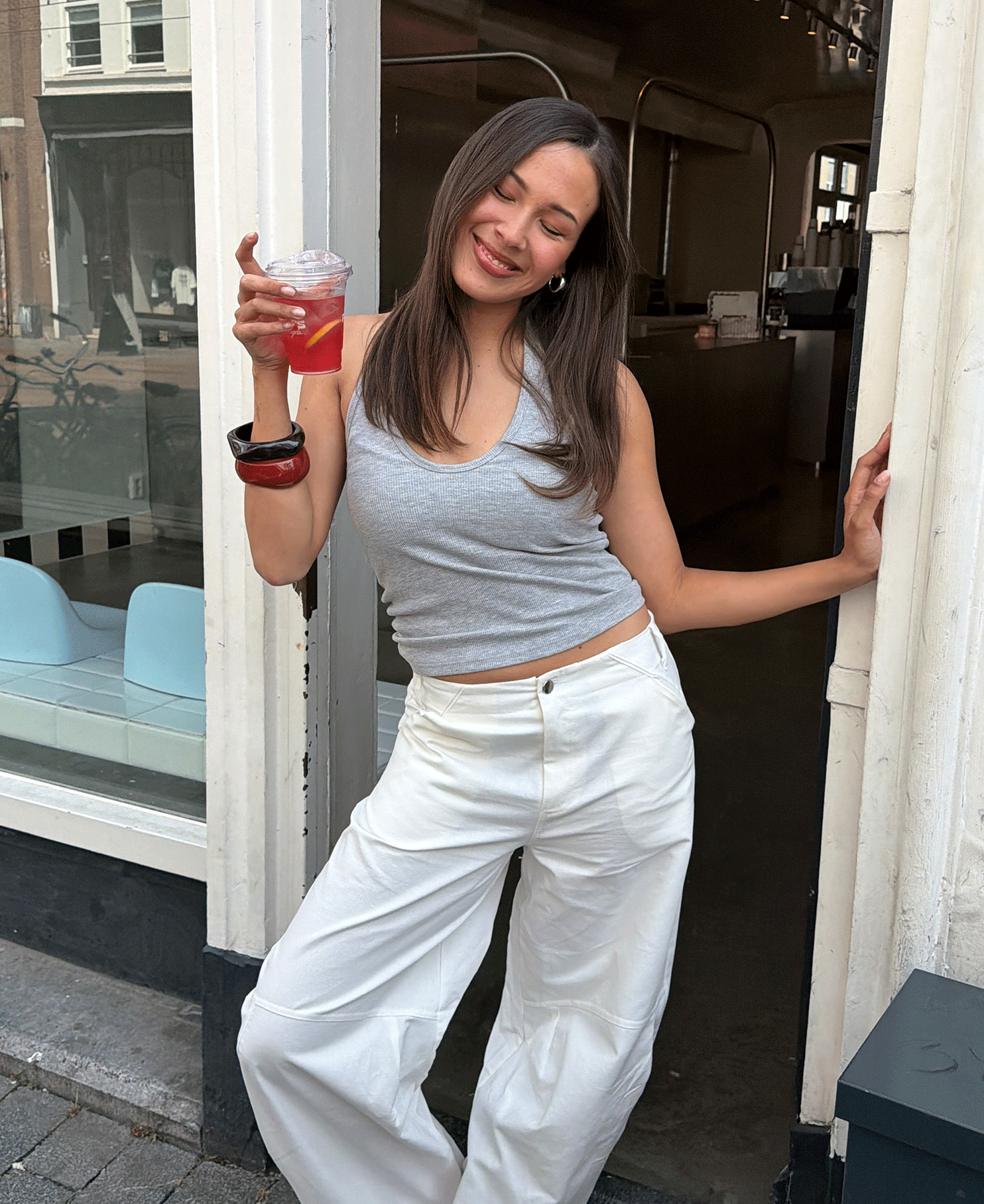 BARREL LEG PANTS PETITE WHITE