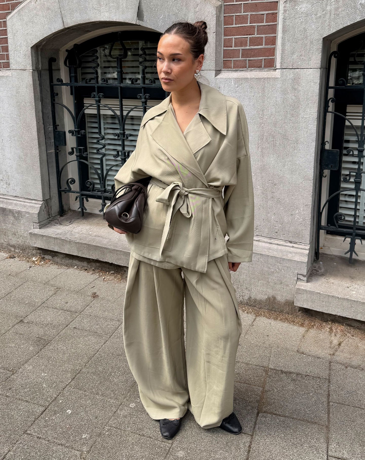 SHELLY VISCOSE PLEAT PANTALON PETITE LICHTGROEN