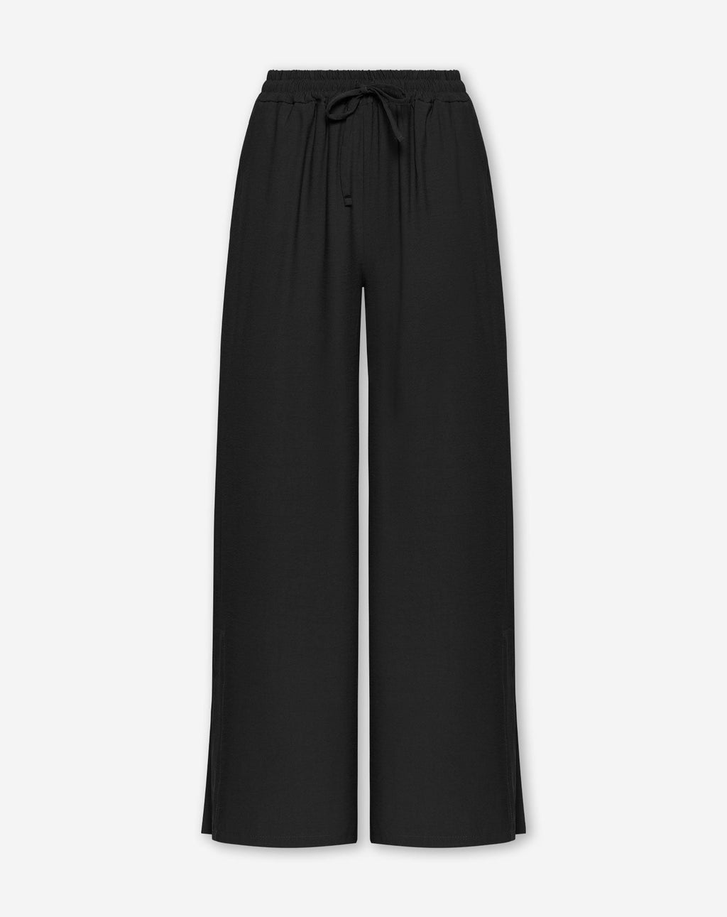 DAVINA VISCOSE SLIT PANTS PETITE ZWART