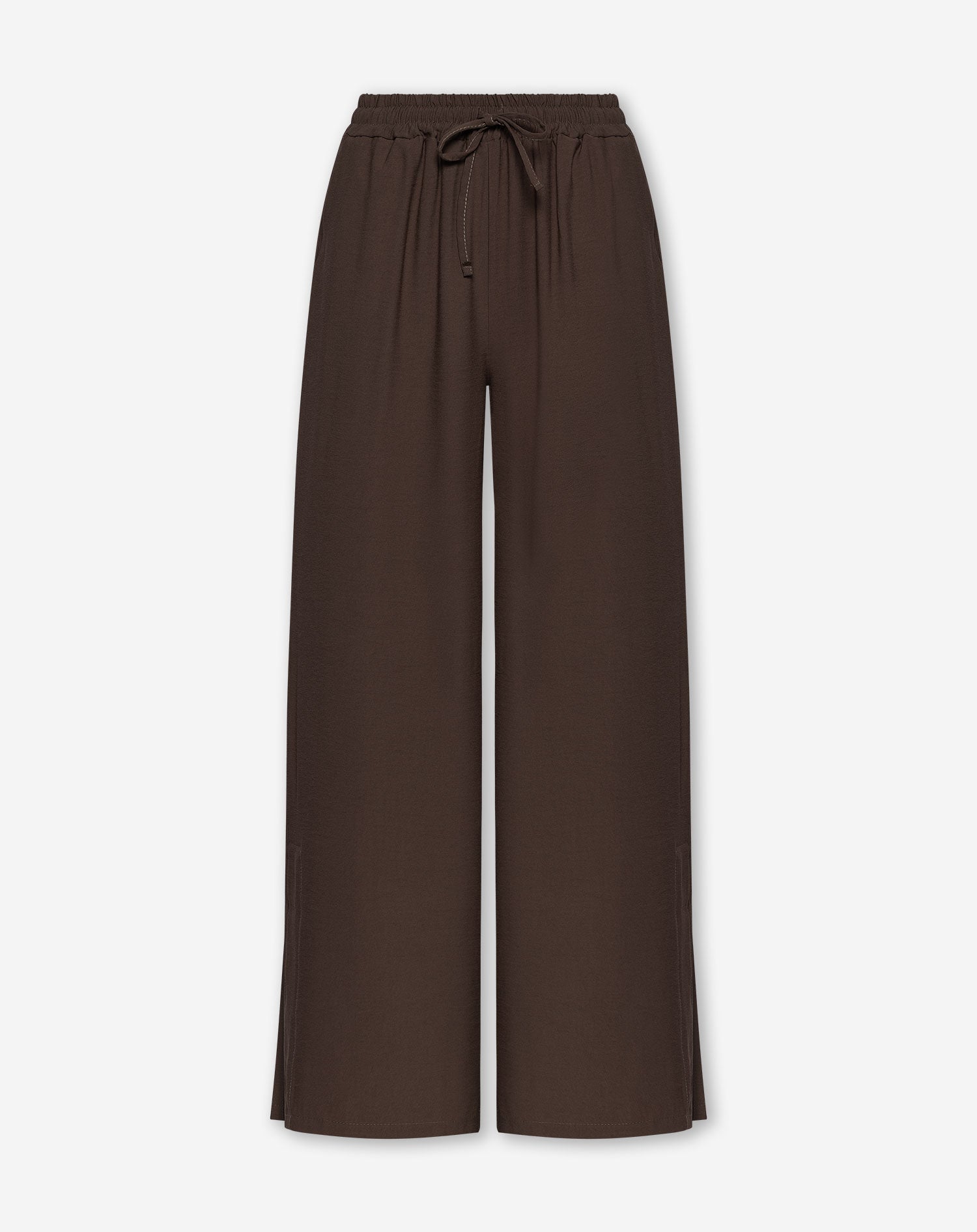 DAVINA VISCOSE SLIT PANTS PETITE BRUIN