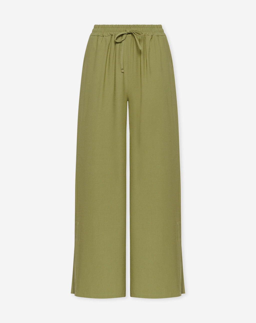 DAVINA VISCOSE SLIT PANTS PETITE OLIJFGROEN