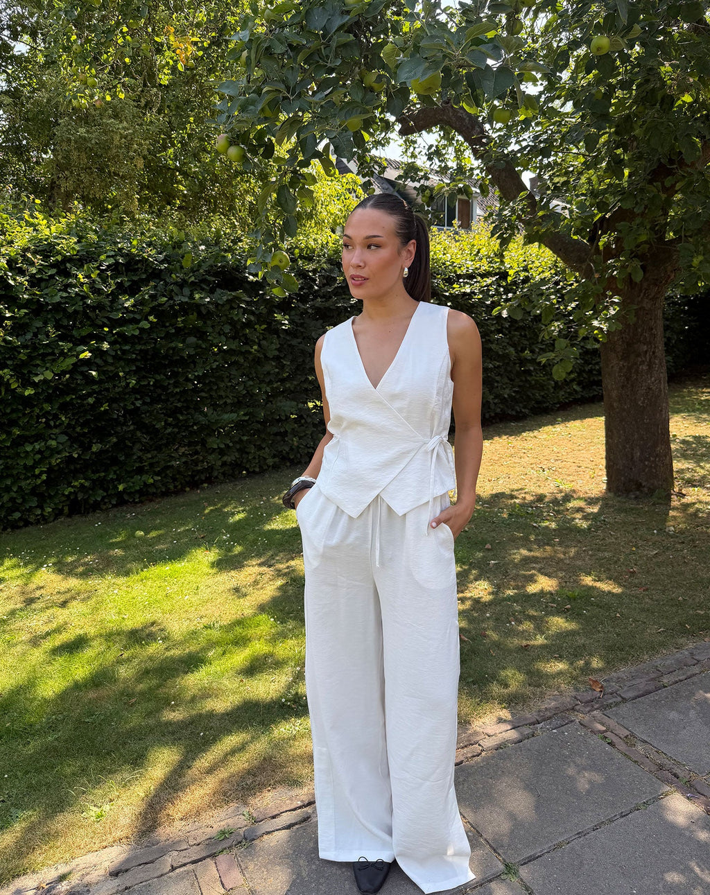 DAVINA VISCOSE SLIT PANTS PETITE WIT