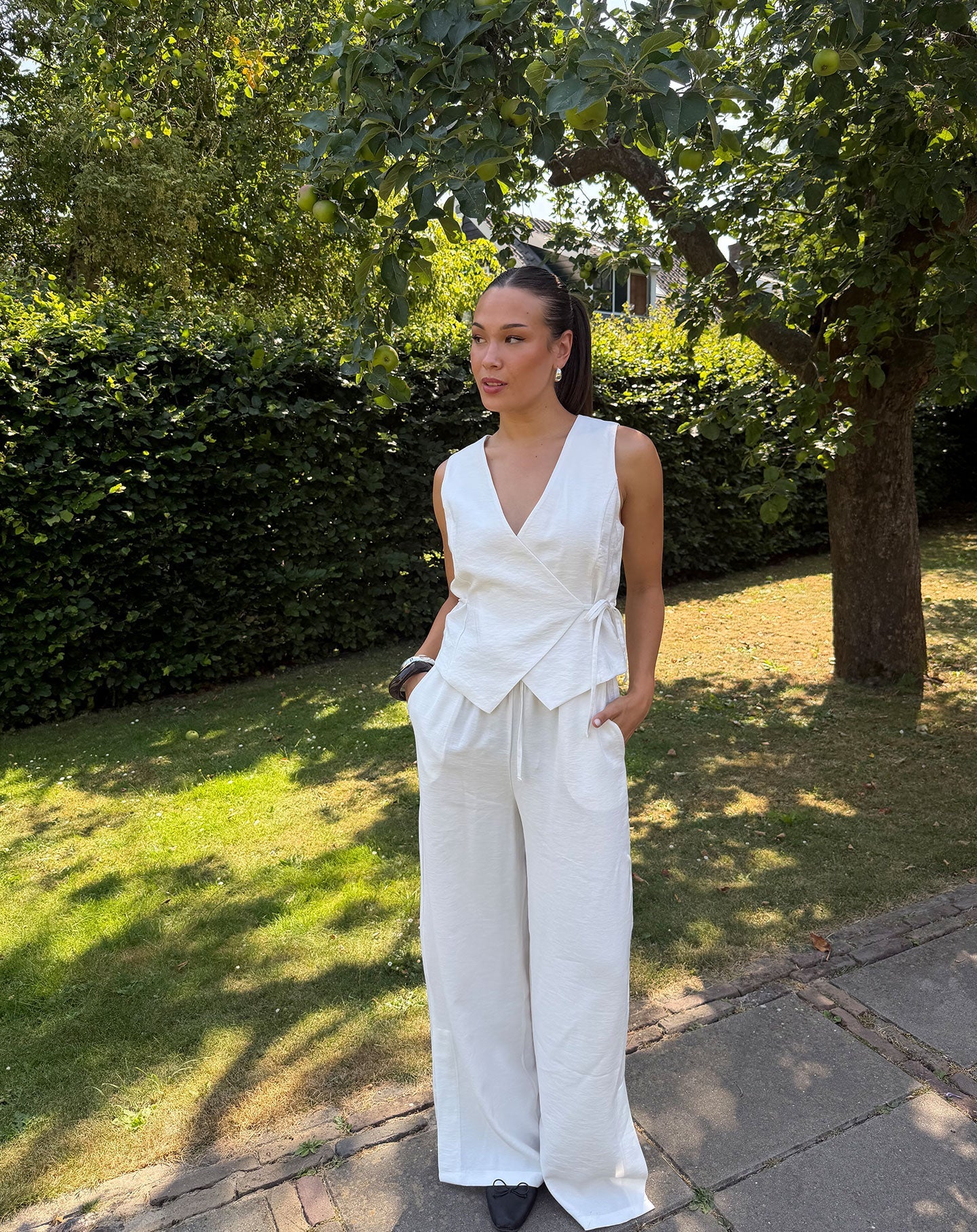 DAVINA VISCOSE SLIT PANTS PETITE WIT