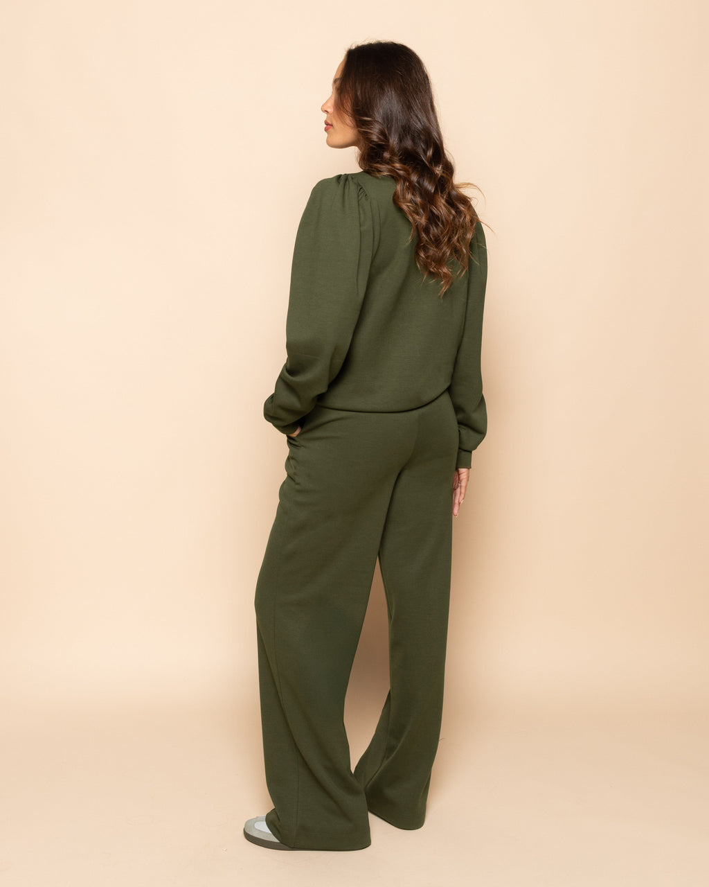 SCUBA PINTUCK PANTS PETITE ARMY GREEN