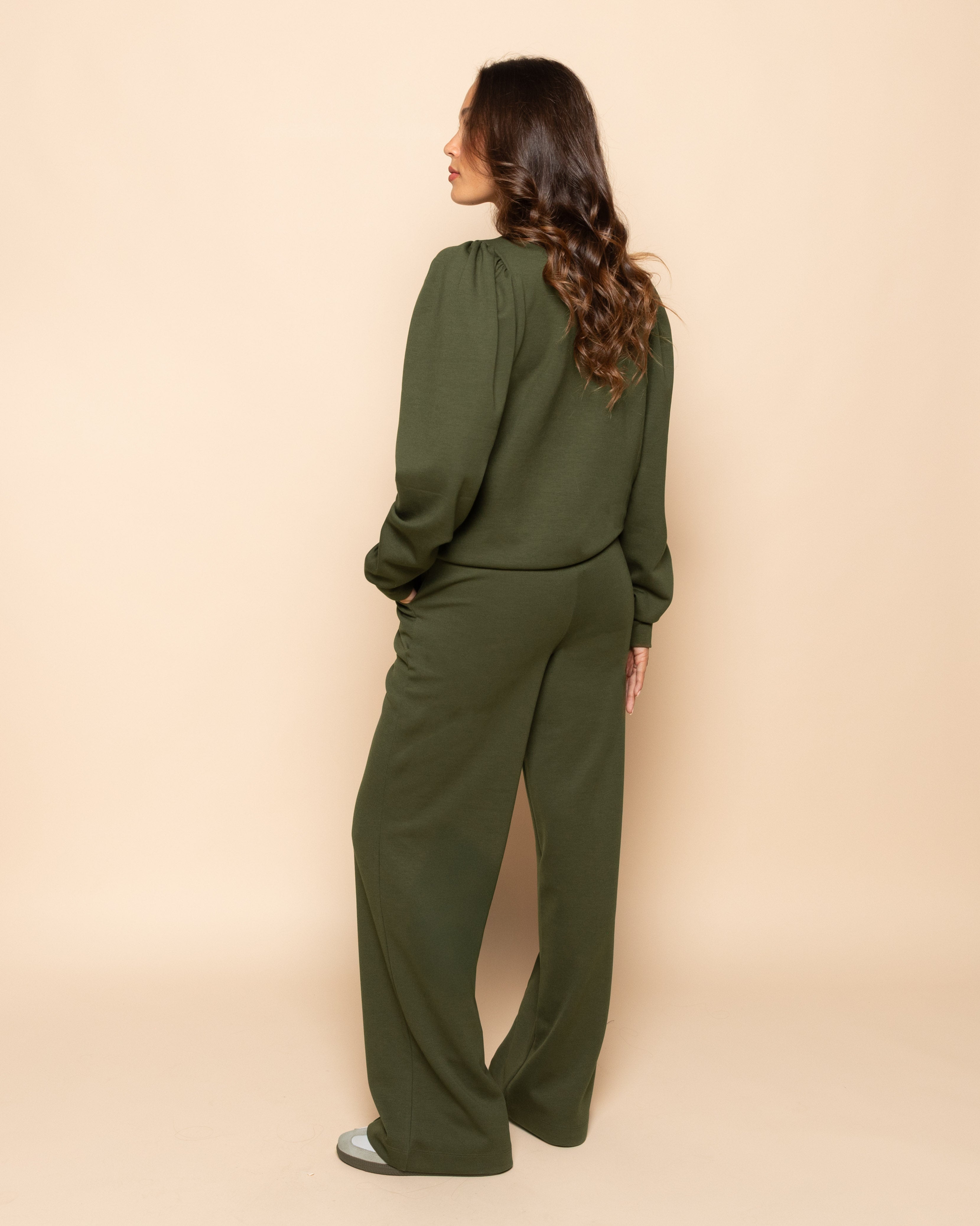 SCUBA PINTUCK PANTS PETITE ARMY GREEN