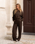 SCUBA PINTUCK PANTS PETITE BROWN