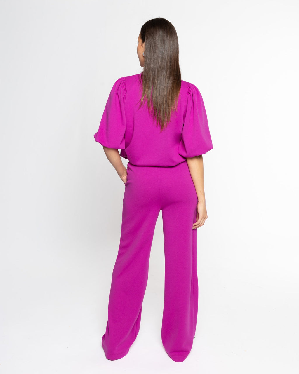 SCUBA PINTUCK PANTS PETITE MAGENTA
