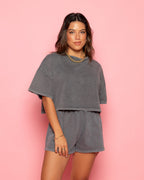 ACID CROPPED SWEAT TEE GREY