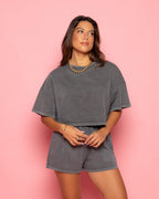ACID CROPPED SWEAT TEE GREY