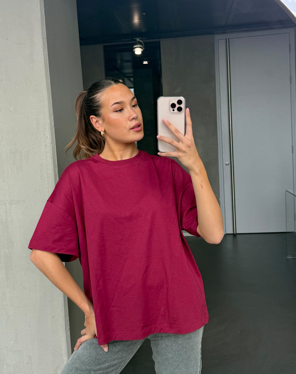 BASIC OVERSIZED TEE BURGUNDY