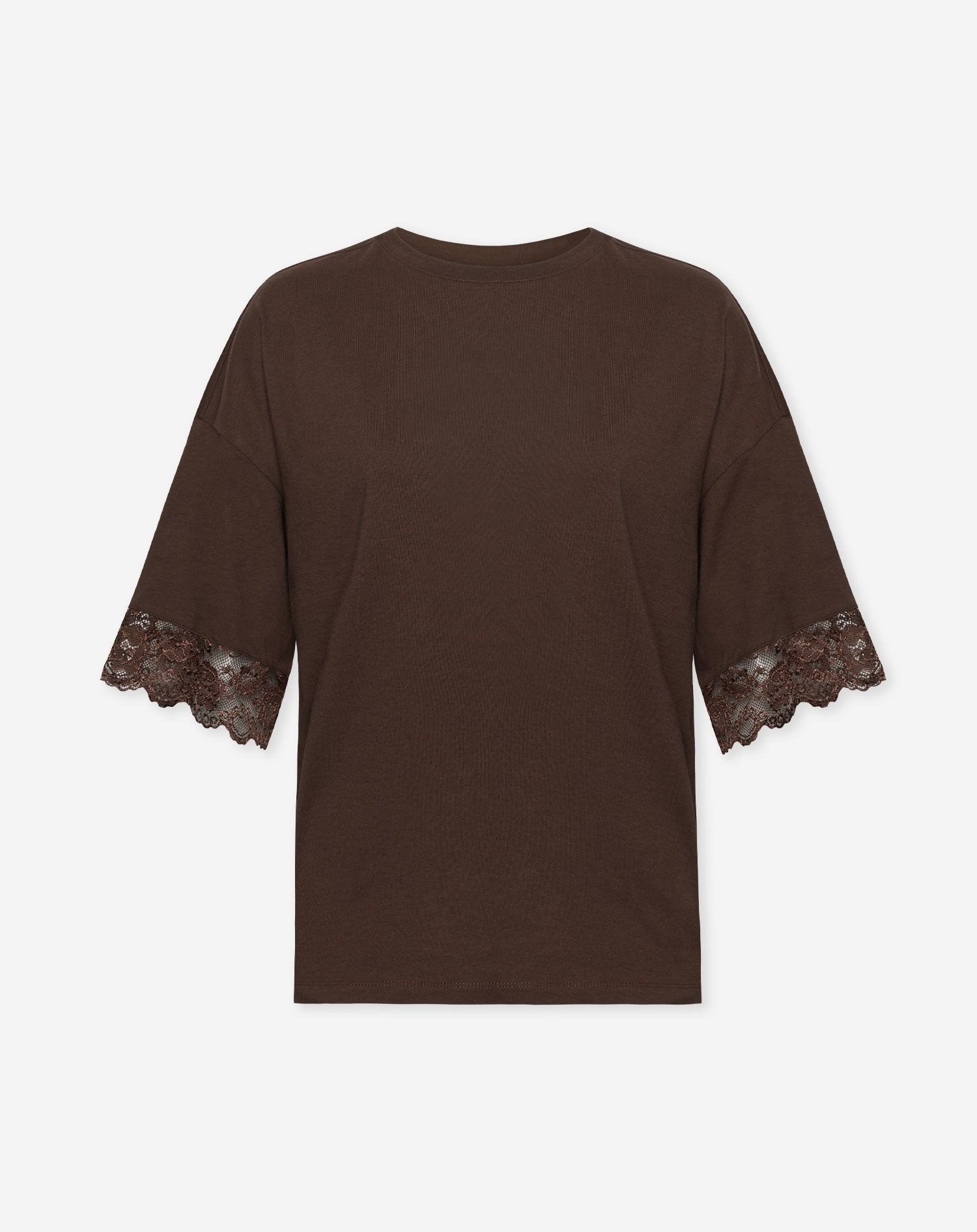 LACE SLEEVE OVERSIZED DARK BROWN