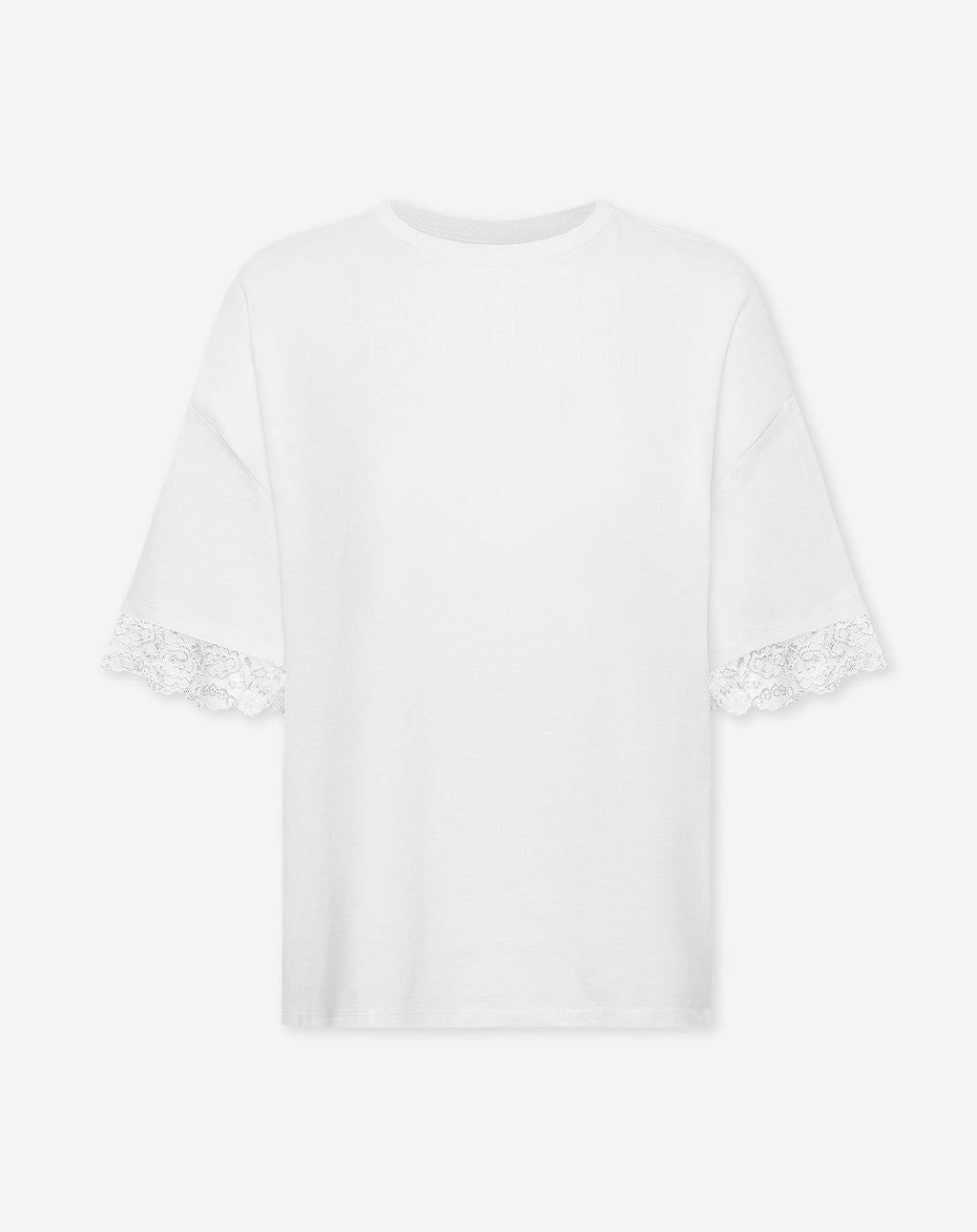 LACE SLEEVE OVERSIZED TEE CREAM