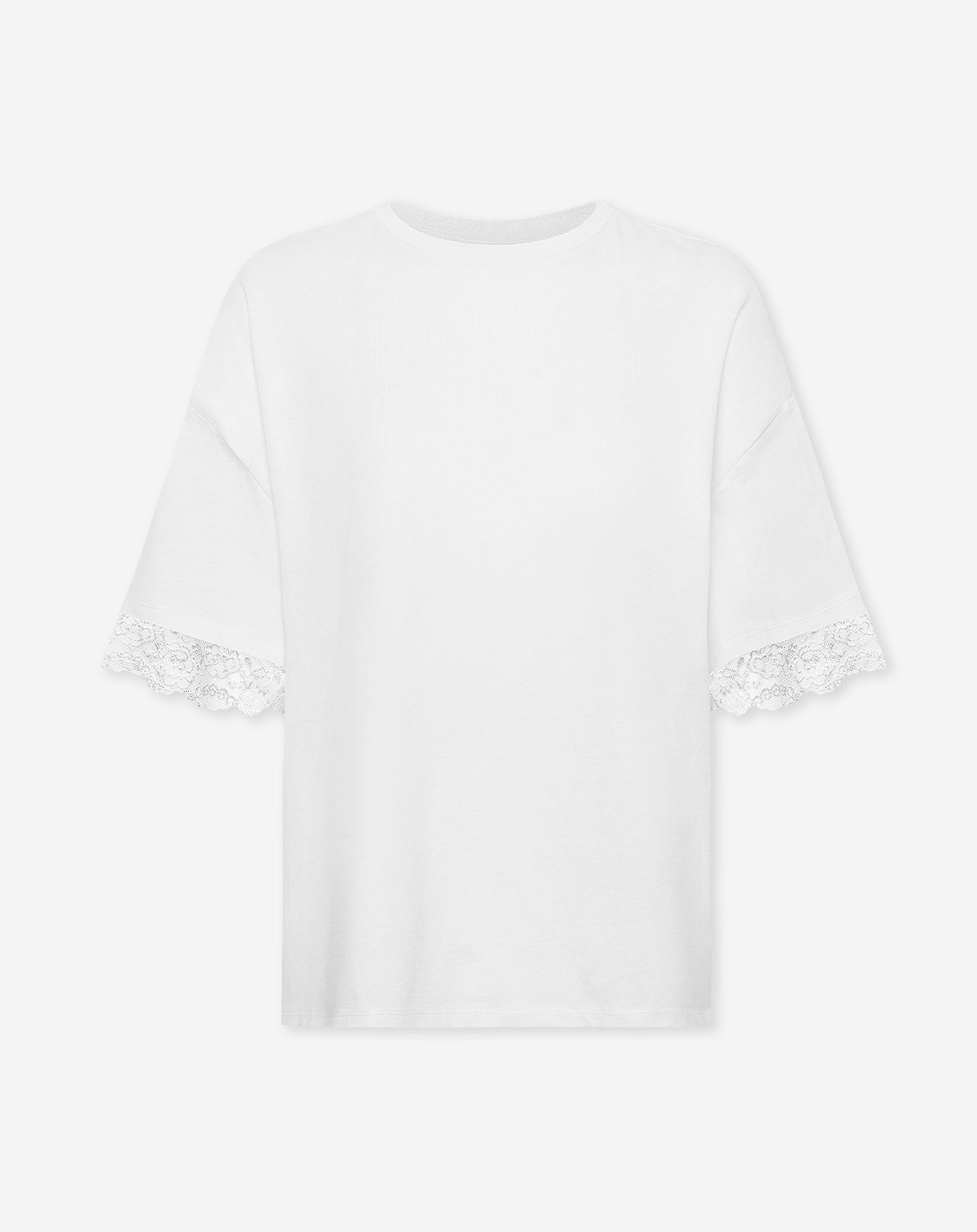LACE SLEEVE OVERSIZED TEE CREAM