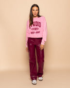 LIQUID LEATHER STRAIGHT LEG PANTS PETITE BURGUNDY