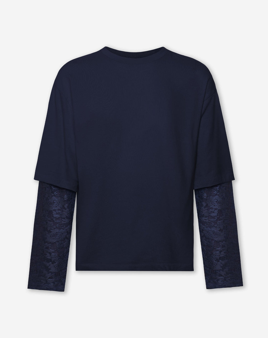 LACE LONG SLEEVE OVERSIZED TEE NAVY