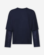 LACE LONG SLEEVE OVERSIZED TEE NAVY