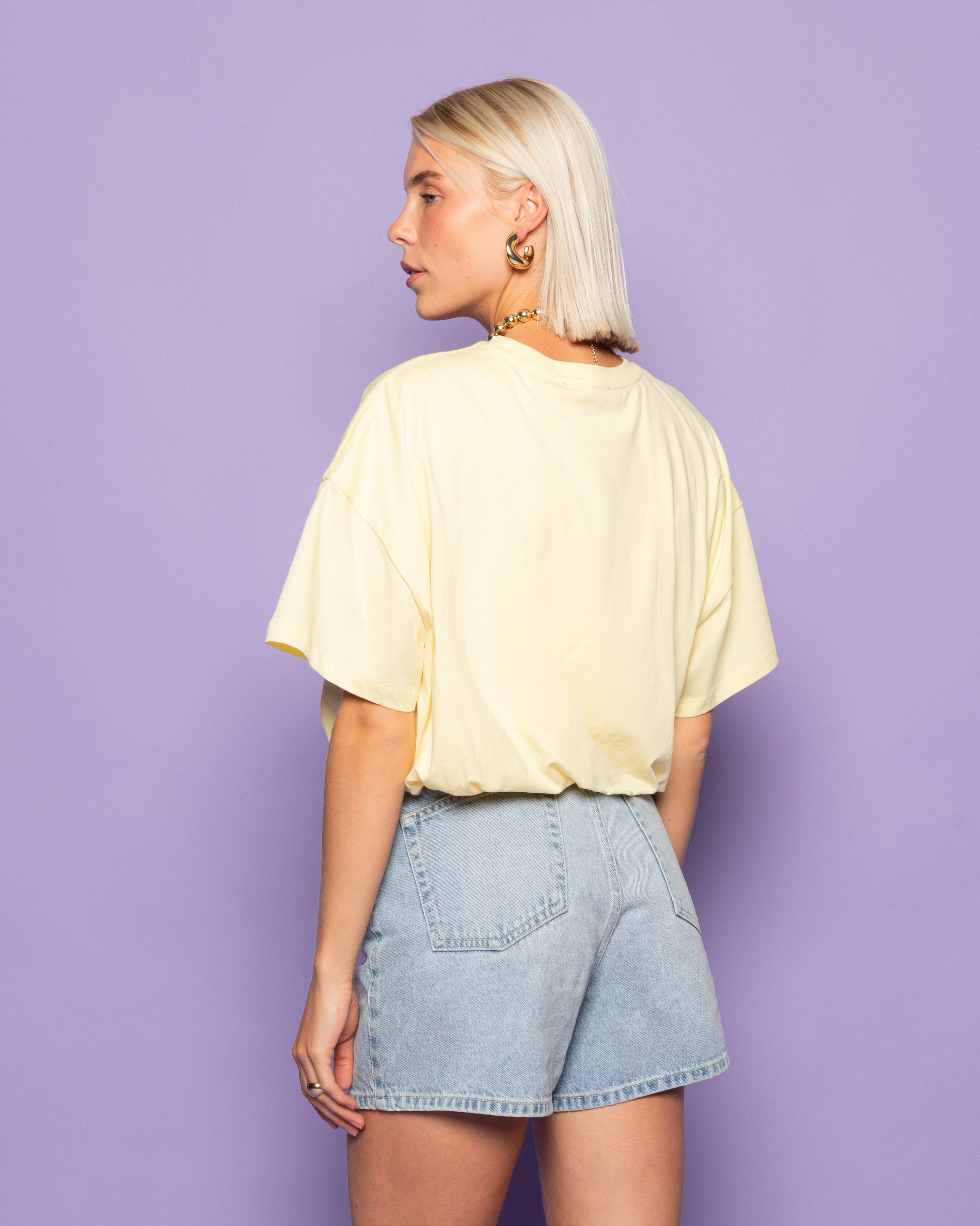 CROPPED BUBBLE HEM TEE BUTTER YELLOW