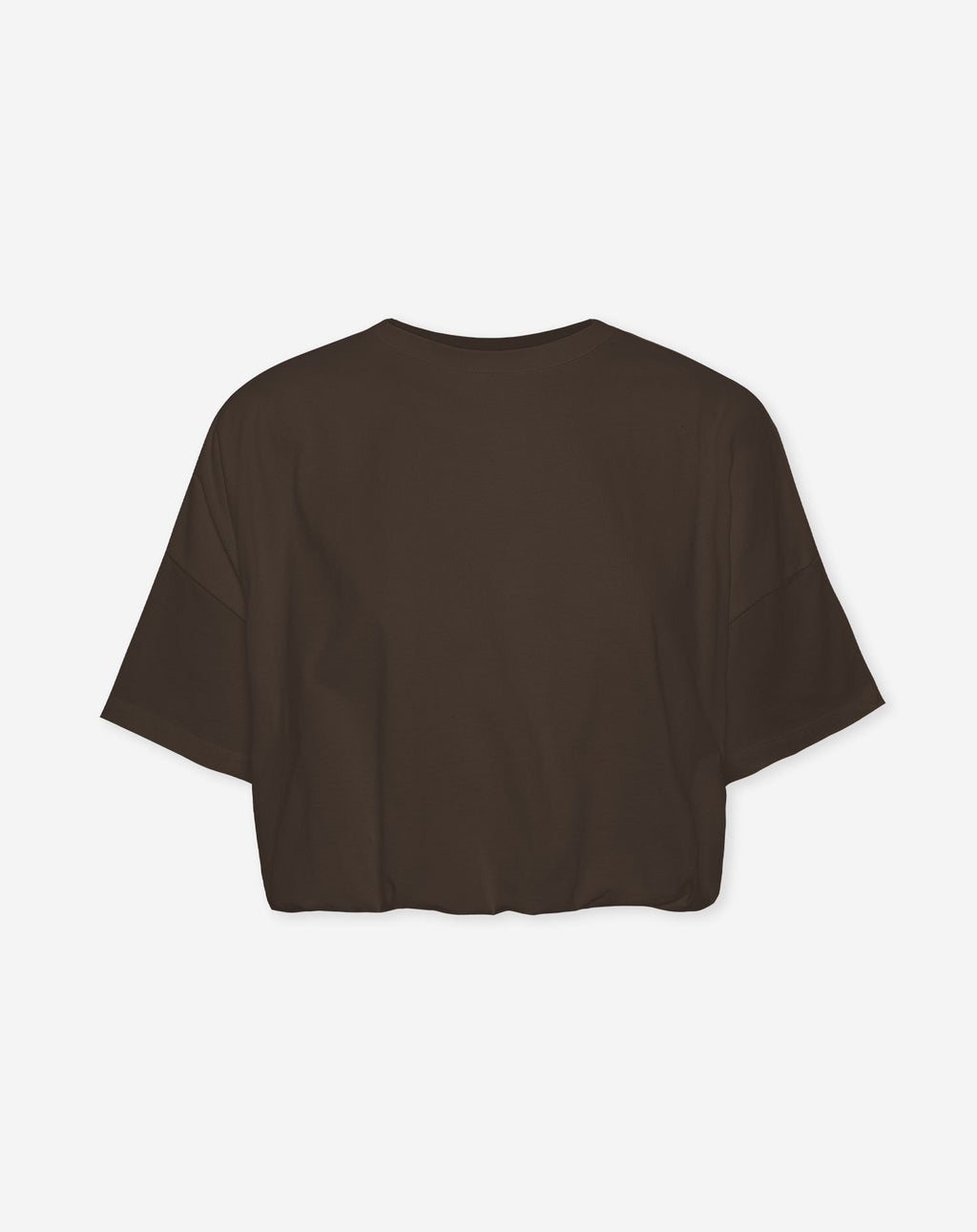 CROPPED BUBBLE HEM TEE DARK BROWN