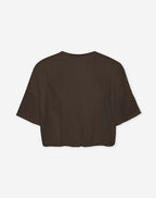 CROPPED BUBBLE HEM TEE DARK BROWN