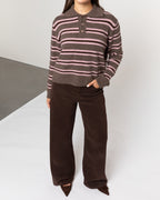 STRIPE KNITTED POLO PINK