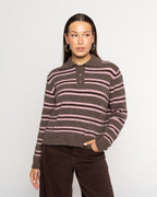 STRIPE KNITTED POLO PINK