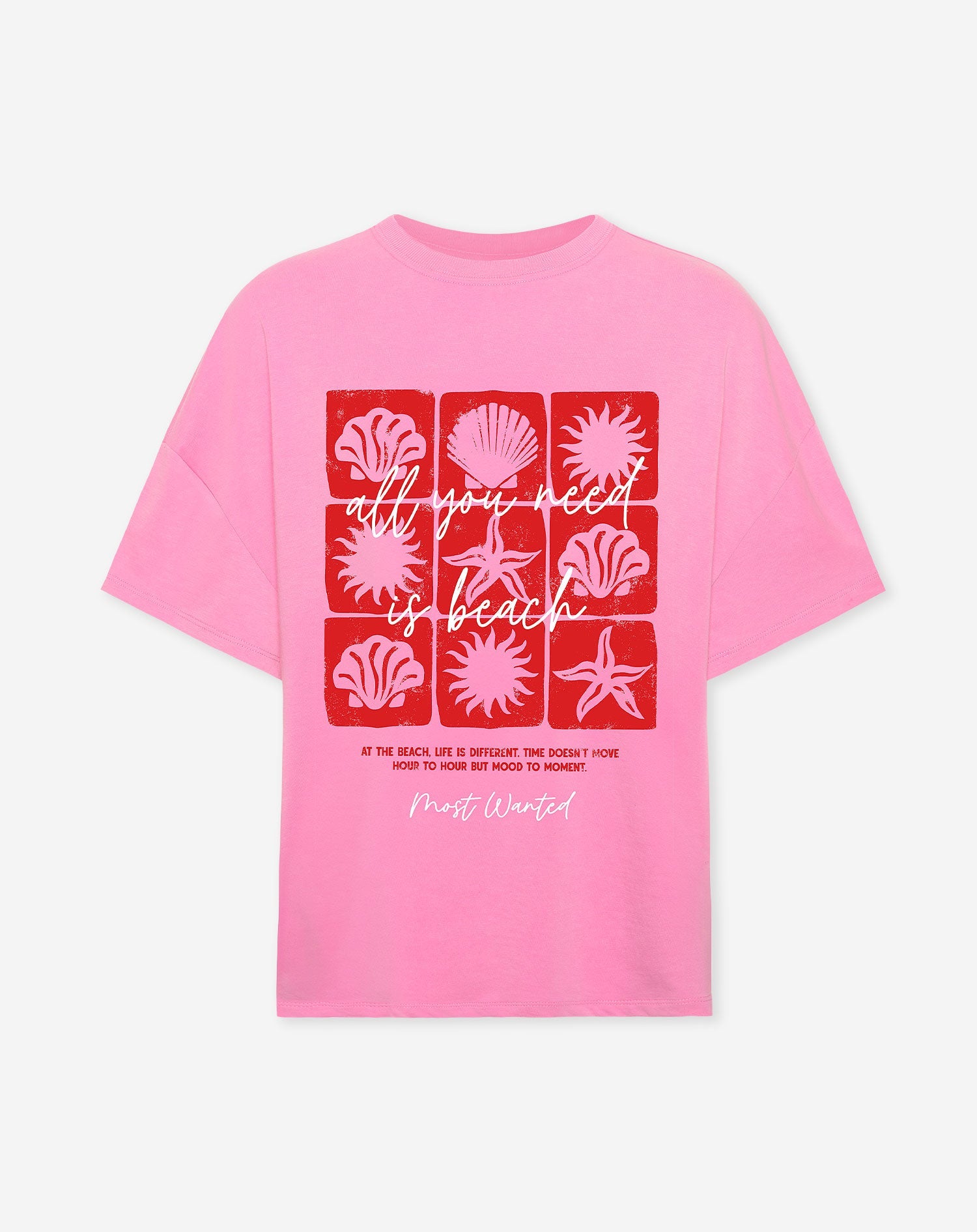 ALL WE NEED IS BEACH OVERSIZED TEE PINK
