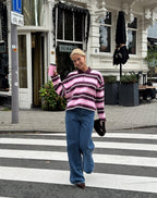 STRIPED SWEATER POLO BURGUNDY