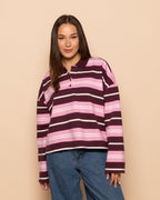 STRIPED SWEATER POLO BURGUNDY