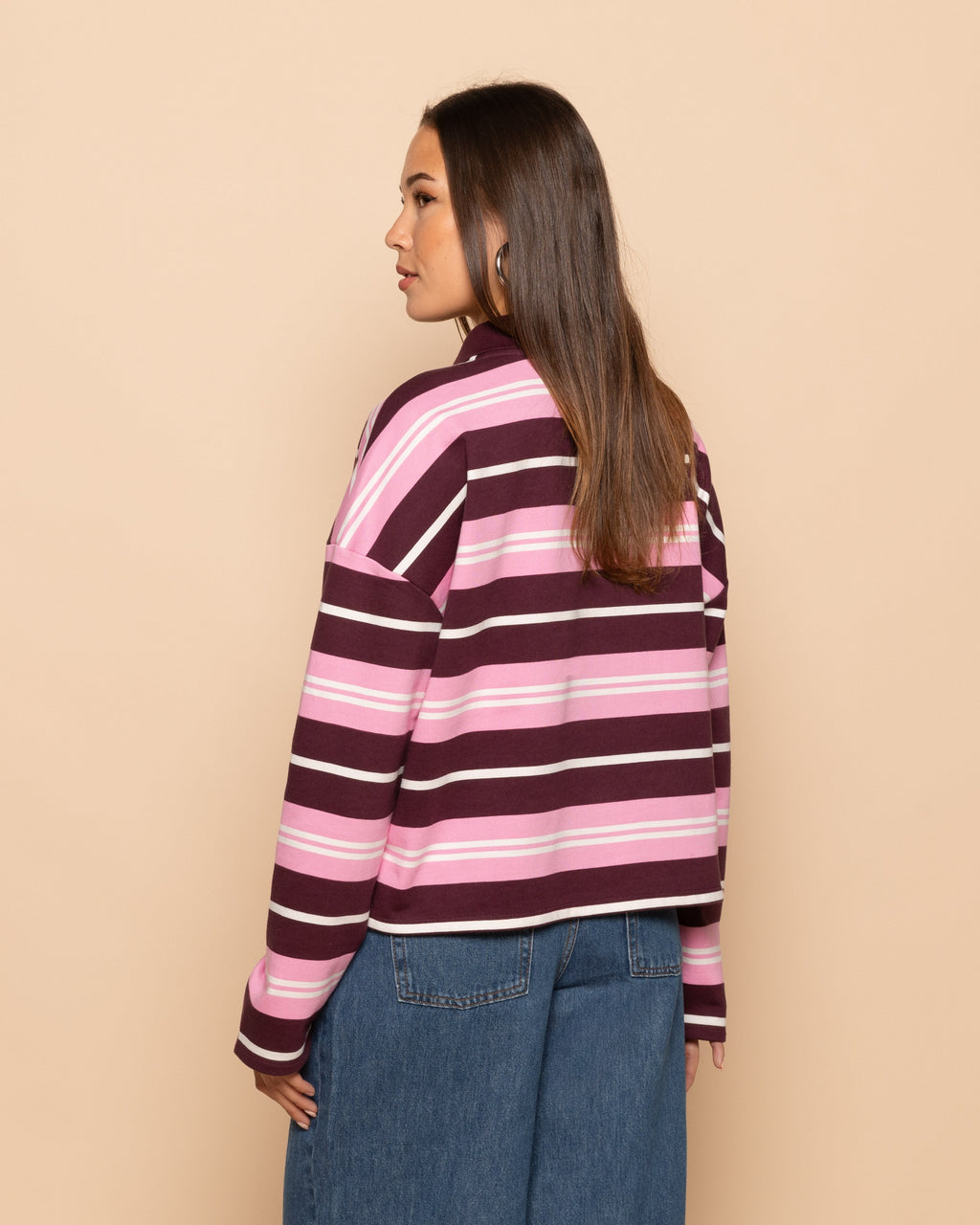 STRIPED SWEATER POLO BURGUNDY