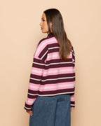 STRIPED SWEATER POLO BURGUNDY