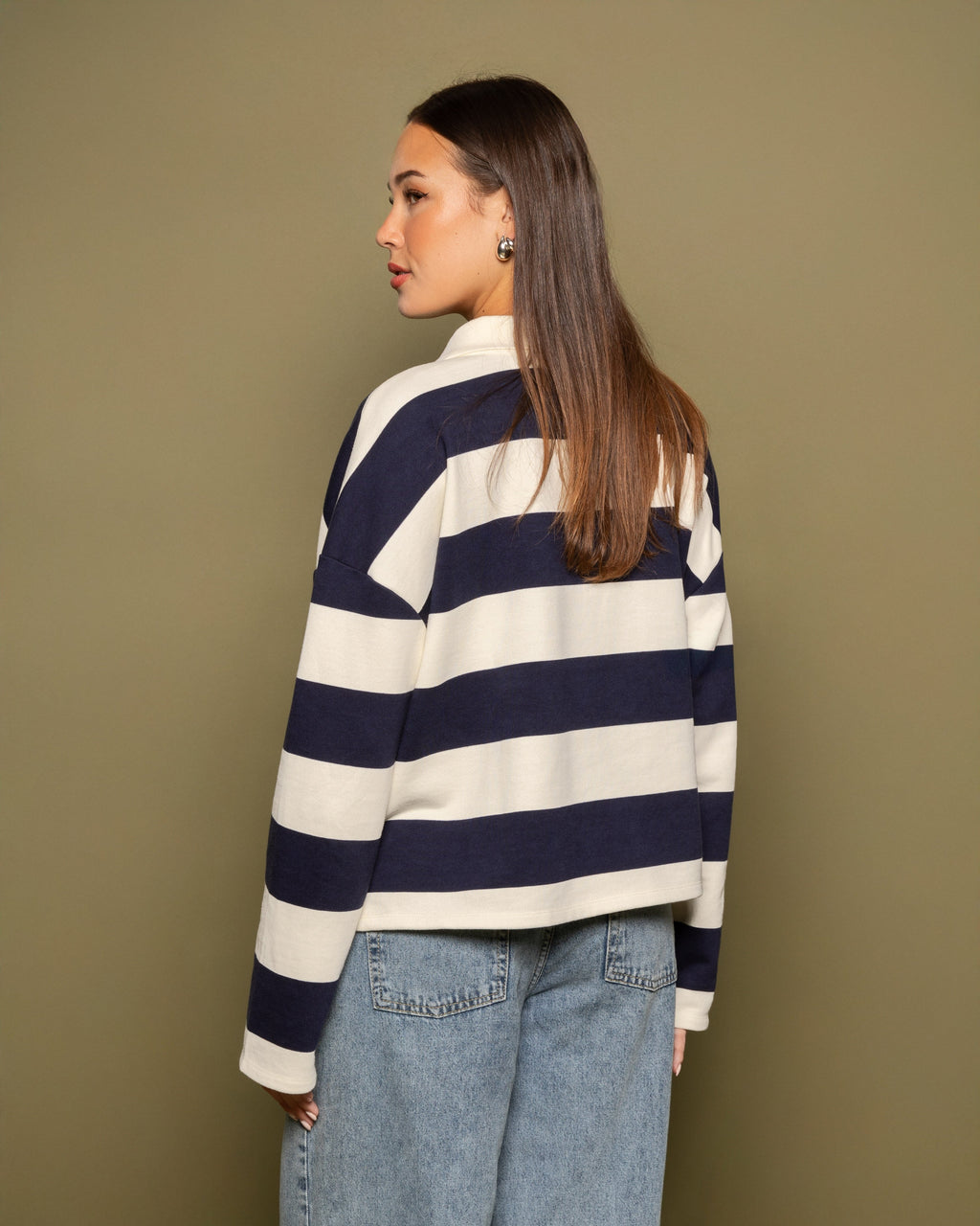 STRIPED SWEATER POLO NAVY