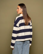 STRIPED SWEATER POLO NAVY