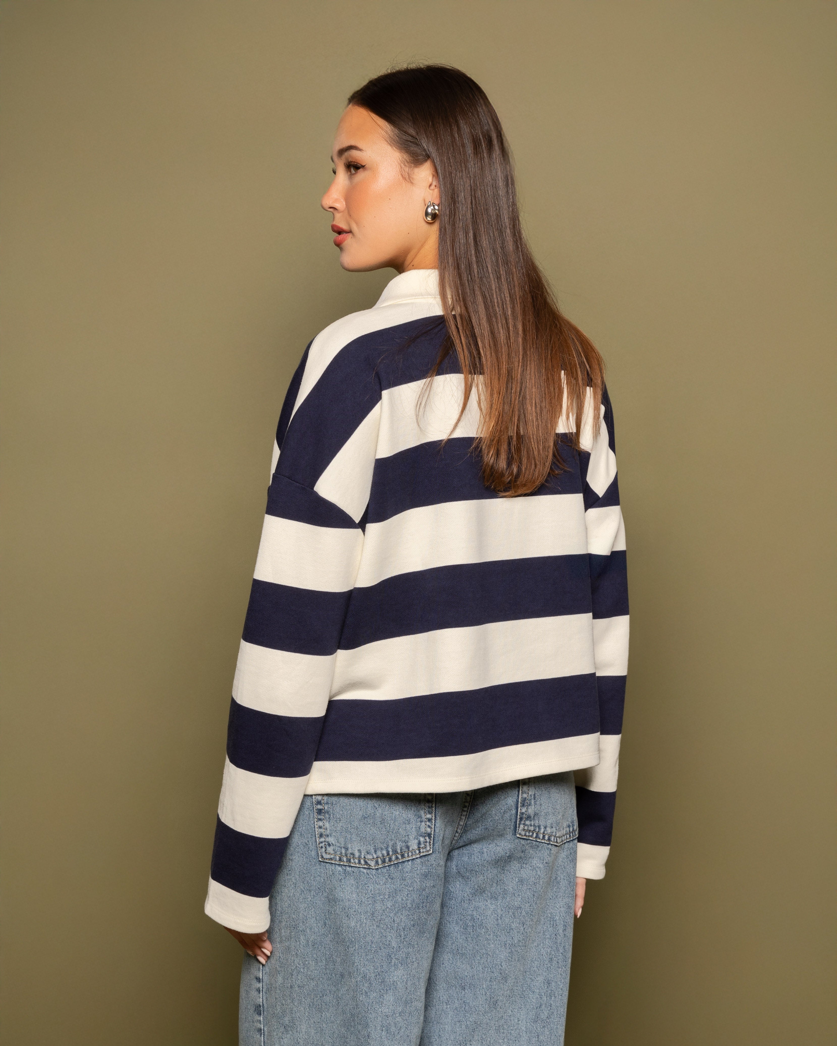 STRIPED SWEATER POLO NAVY