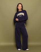 WIDE LEG TAPE SWEAT PANTS PETITE NAVY
