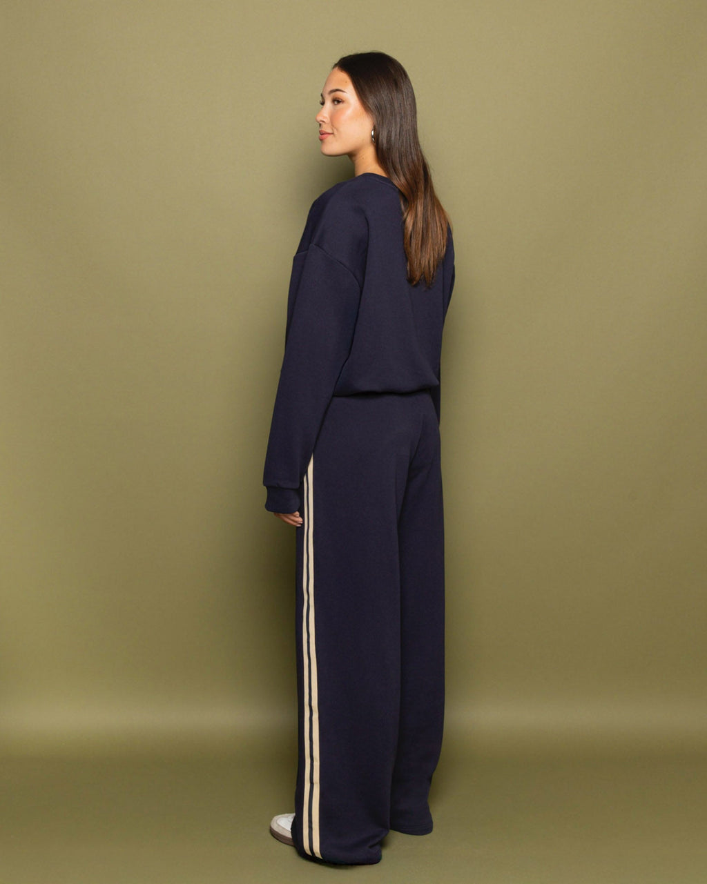 WIDE LEG TAPE SWEAT PANTS PETITE NAVY