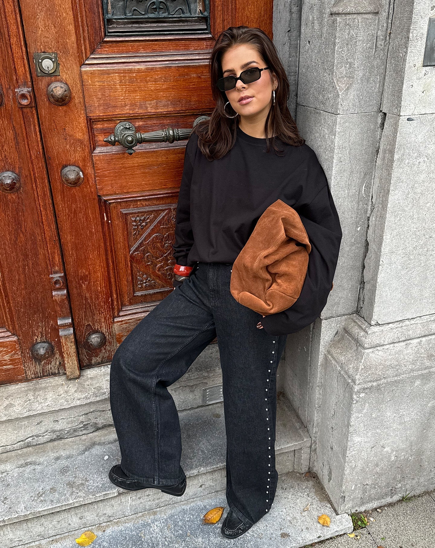 BASIC LONG SLEEVE OVERSIZED TEE BLACK