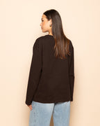 BASIC LONG SLEEVE OVERSIZED TEE DARK BROWN