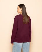 BASIC LONG SLEEVE OVERSIZED TEE DARK BURGUNDY