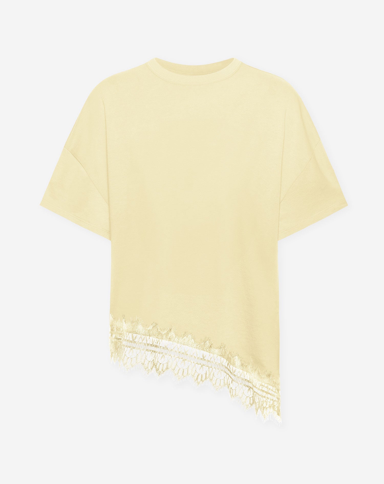 LACE BORDER OVERSIZED TEE BUTTER YELLOW
